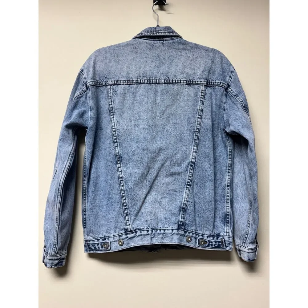 FREE PEOPLE Ramona Denim Trucker Jacket, Oversized, Distressed, Sz XS - Picture 6 of 11